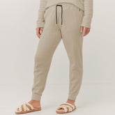 P&B slim fit beige waffle trouser for women